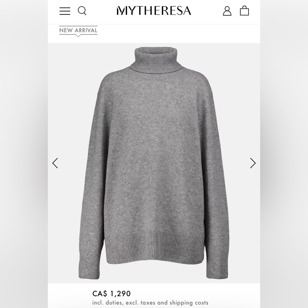 The ROW Cashmere LUXURIOUS THICK GREY MELANGE TURTLENECK XL - Picture 13 of 15